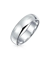 Bling Jewelry Minimalist Plain Simple .925 Sterling Silver Dome Couples Wedding Band Ring For Women Men 5MM