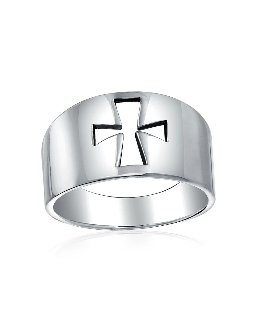 Bling Jewelry Christian Religious Cut-out Cross Signet Band Ring .925 Sterling Silver