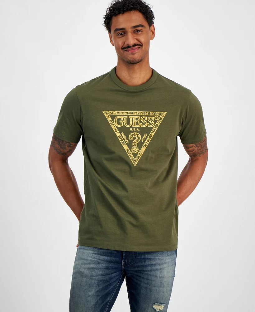 Guess Men's Embroidered Triangle Logo Graphic T-Shirt