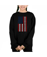 La Pop Art Girls Heart Flag Word Crewneck Sweatshirt