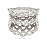 Suzy Levian New York Sterling Silver Cubic Zirconia Pave Interweaving Ring