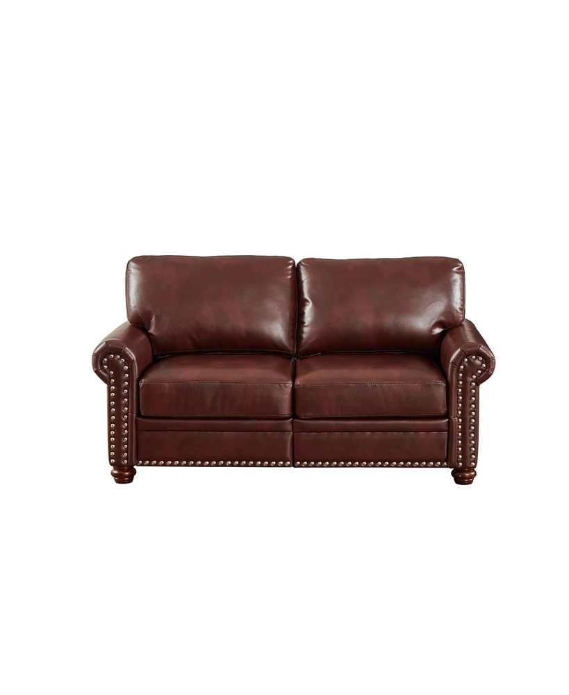 Simplie Fun Living Room Sofa Loveseat Chair Burgundy Faux Leather