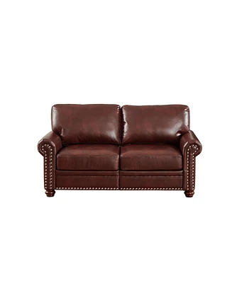 Simplie Fun Living Room Sofa Loveseat Chair Burgundy Faux Leather