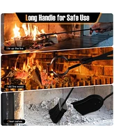 Sugift 5-Piece Fireplace Tool Set with Tong Brush Shovel Poker Stand
