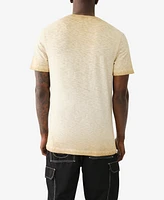 True Religion Men's Short Sleeve Dyed Embro Henley Shirt