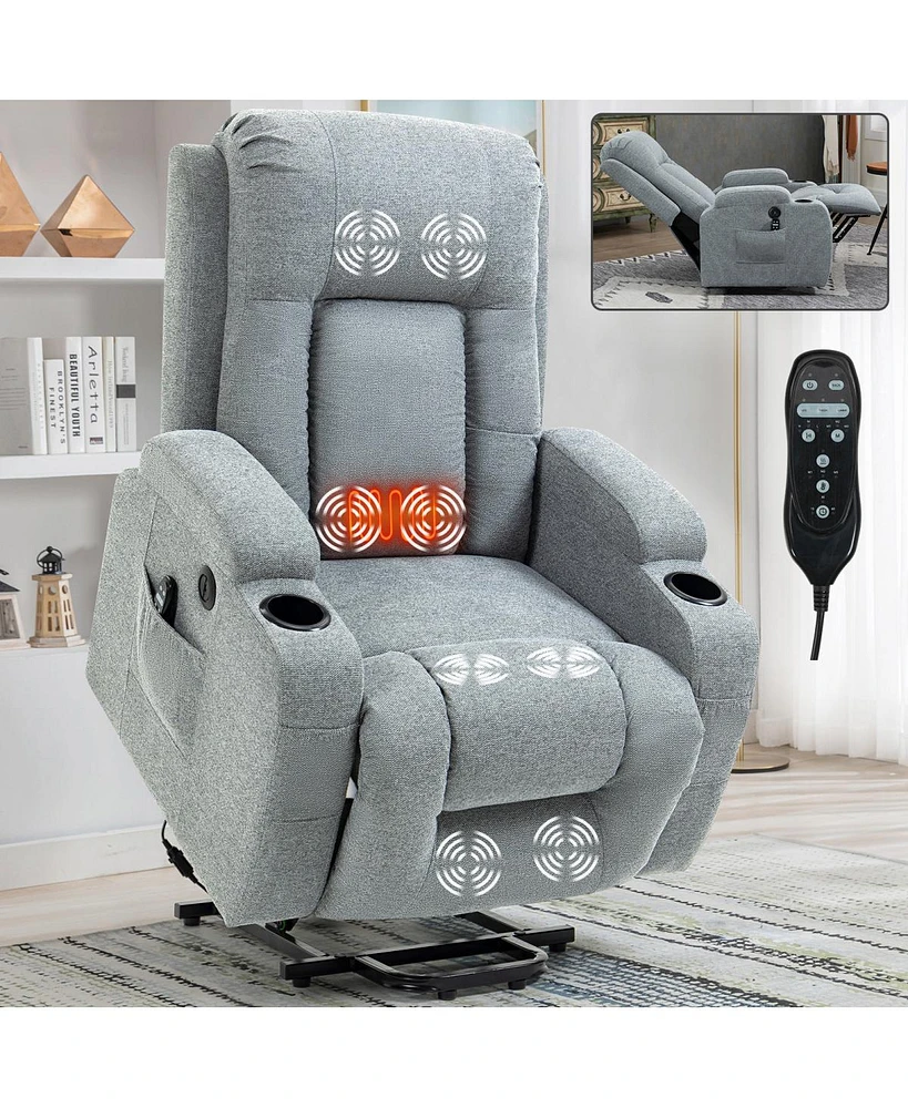 Simplie Fun 350lbs Power Lift Recliner with Massage & Heating