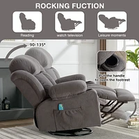 Reclining Massage Heated Sofa with Usb, Cup Holders (Grey)