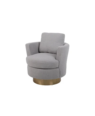 Simplie Fun Grey Swivel Barrel Chair with Gold Base