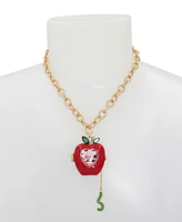 Betsey Johnson Faux Stone Back To School Apple Pendant Necklace