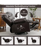 Streamdale Furniture Brown Swivel Rocker Recliner with Massage and Heat