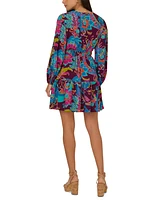 Adrianna by Papell Women's Printed Balloon-Sleeve Fit & Flare Dress