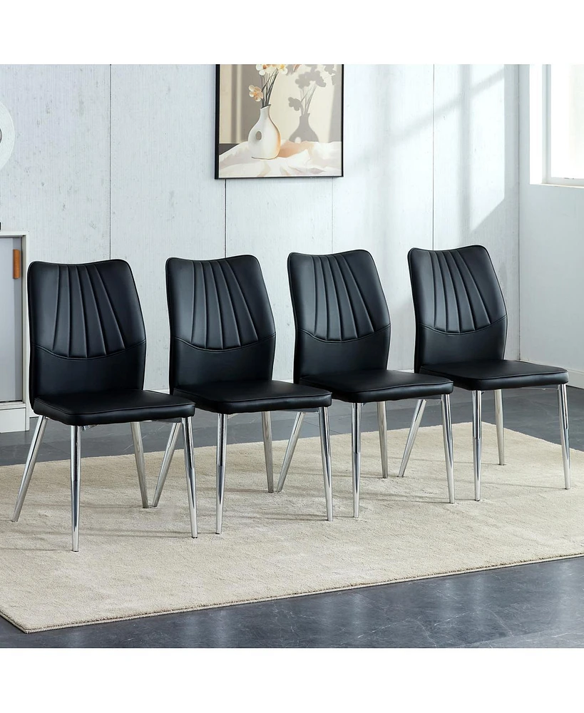 Simplie Fun Modern Pu dining chairs with silver legs