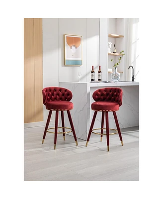 Simplie Fun Set of 2 Solid Wood Counter Height Bar Stools
