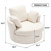 Cozy Oversized Swivel Chair with Pillows for Living Room