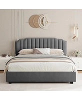 Simplie Fun Lift Up Queen Size Bed Velvet Grey