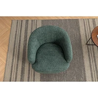 Streamdale Furniture Chenille Fabric Accent Swivel Chair With Gold Metal Round Base, Green