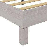 Simplie Fun Wood Queen Bed Frame with Upholstered Headboard