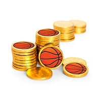 Just Candy 84 Pcs Basketball Candy Party Favors Chocolate Coins with Gold Foil