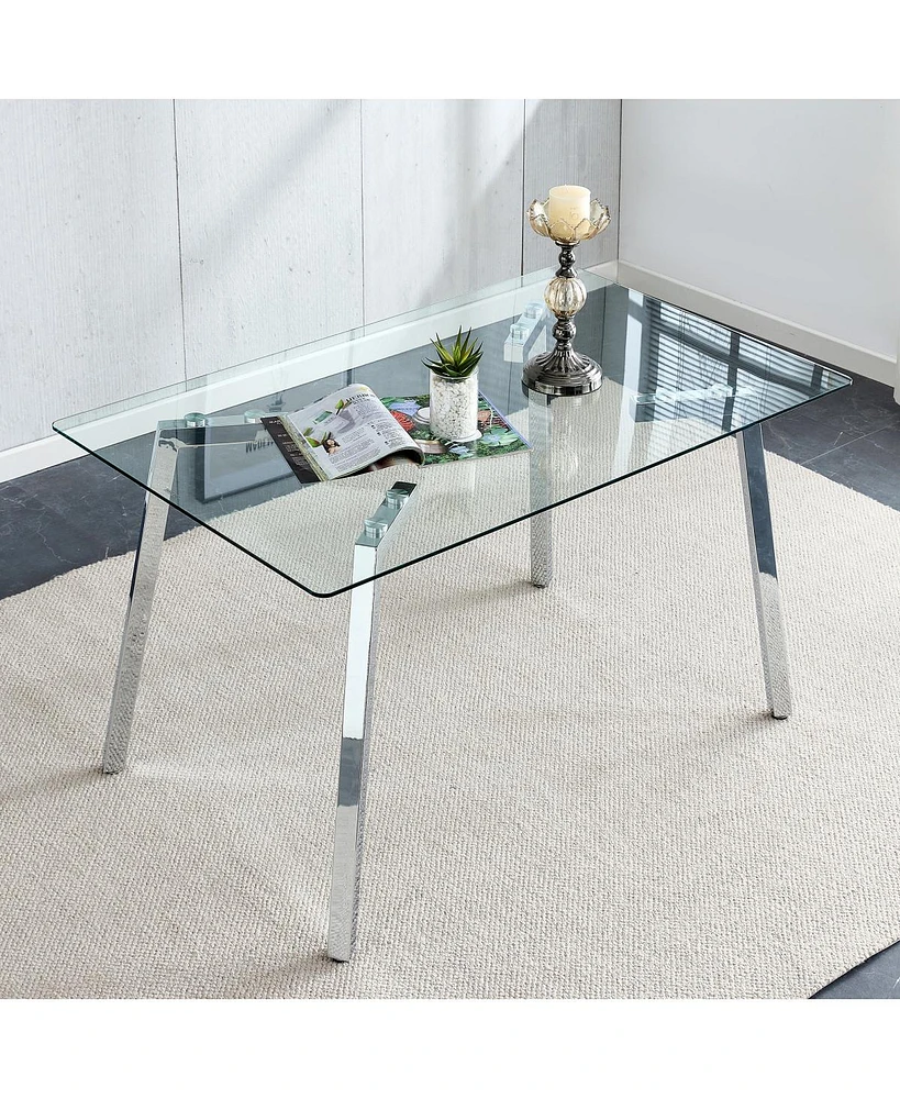 Simplie Fun Modern Glass Dining Table for 46,51"x31"x30"