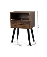 Streamdale Furniture Mid Century Nightstands with Drawer - Rustic Brown