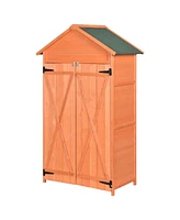 Simplie Fun Lockable Wood Storage Shed for Patio and Garden