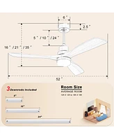 Streamdale Furniture 52" Ceiling Fan with Led Light & Remote