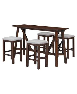 Simplie Fun 5-Piece Dining Set with Power Outlets