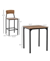 Streamdale Furniture Industrial 3-Piece Bar Table Set with Steel Chairs