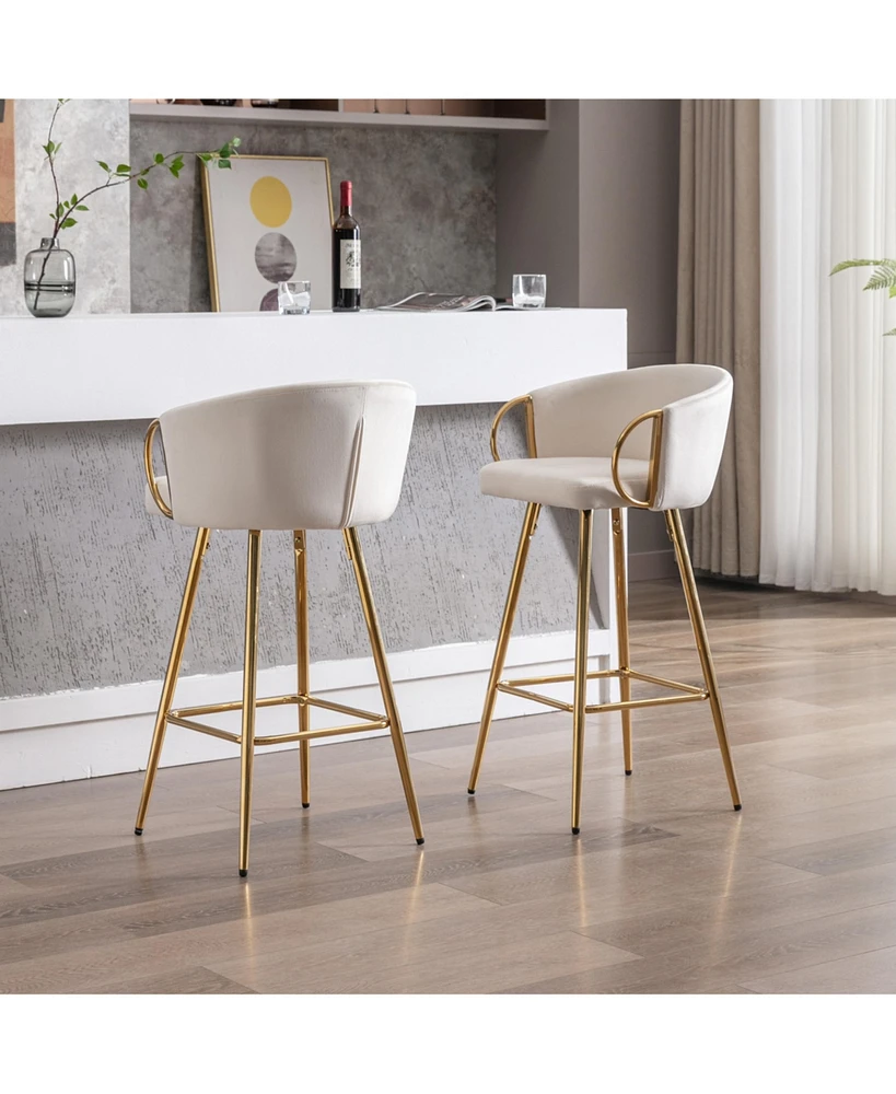 Simplie Fun 30 Inch Set of 2 Bar Stools Beige