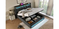 Hydraulic Storage Full Size Platform Bed with Led & Usb