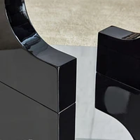 Modern coffee table with tempered glass top and black legs