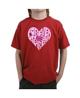 La Pop Art Boys Forever Our Hearts Word T-Shirt