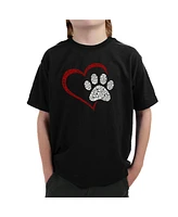 La Pop Art Boys Paw Heart Word T-Shirt