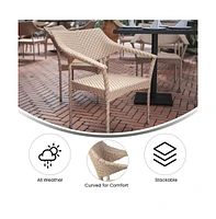 Merrick Lane Cheri Fade And Weather Resistant Modern Pe Rattan Patio Dining Chair With Reinforced Steel Frame