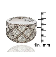 Suzy Levian New York Sterling Silver Cubic Zirconia Woven Ring