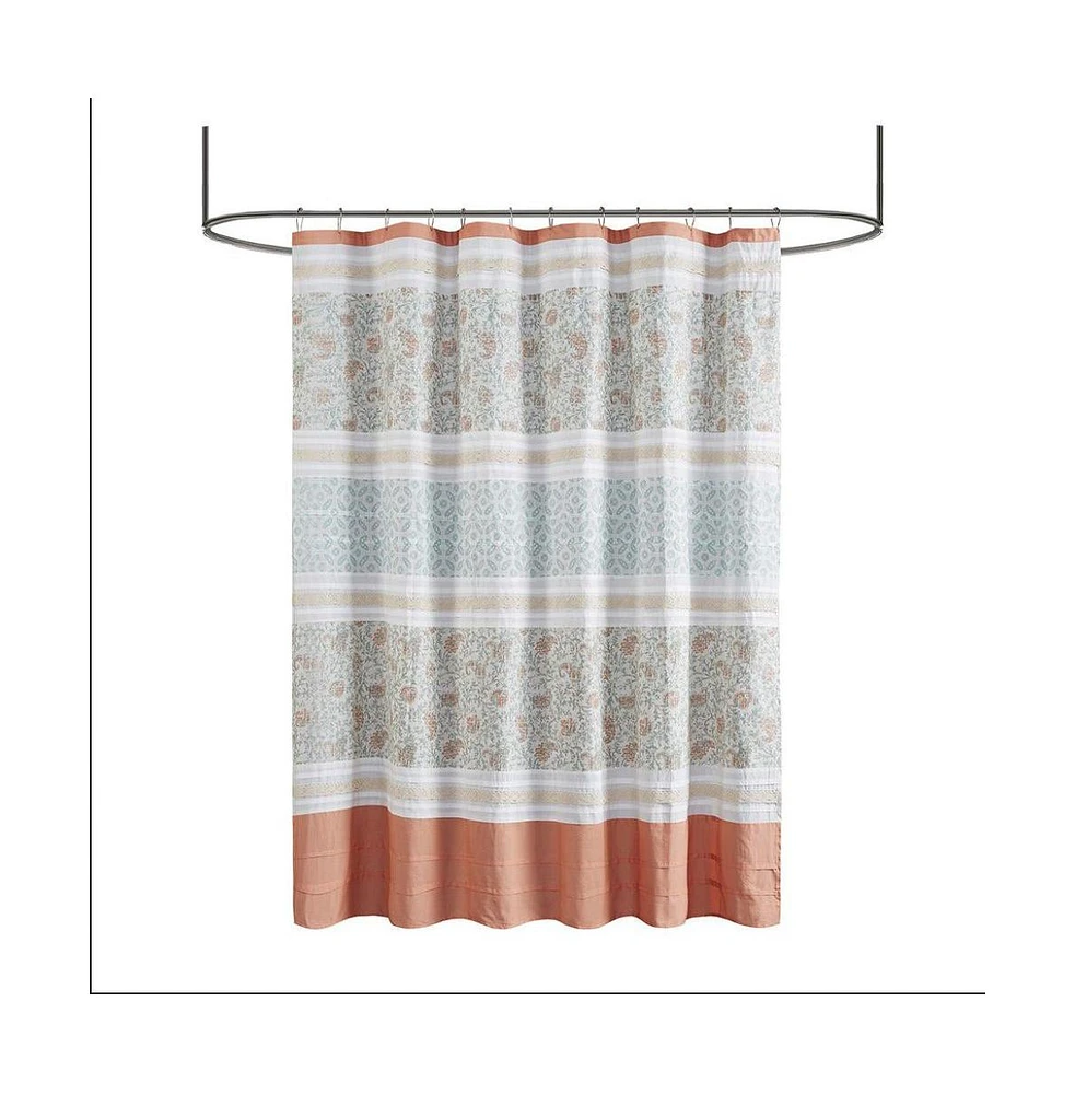 Home Outfitters Blush 100% Cotton Percale Shower Curtain 72"W x 72"L, Shower Curtain for Bathrooms, Shabby Chic