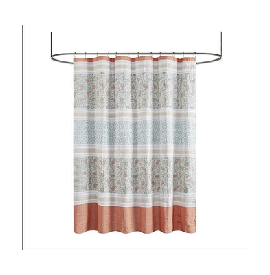 Home Outfitters Blush 100% Cotton Percale Shower Curtain 72"W x 72"L, Shower Curtain for Bathrooms, Shabby Chic