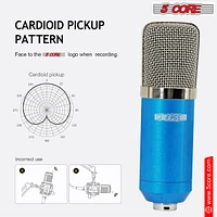 5 Core Recording Microphone Podcast Bundle • Professional Condenser Cardioid Mic Kit • w Desk Stand - Rm 7 Blu