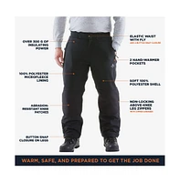 RefrigiWear Men's Warm Water-Resistant Softshell Pants with Micro-Fleece Lining