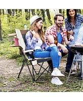 Gymax Camping Folding Chair w/ Cup Holder 330 Lbs Load Capacity for Picnic Camping