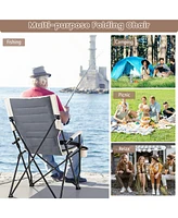 Gymax Camping Folding Chair w/ Cup Holder 330 Lbs Load Capacity for Picnic Camping