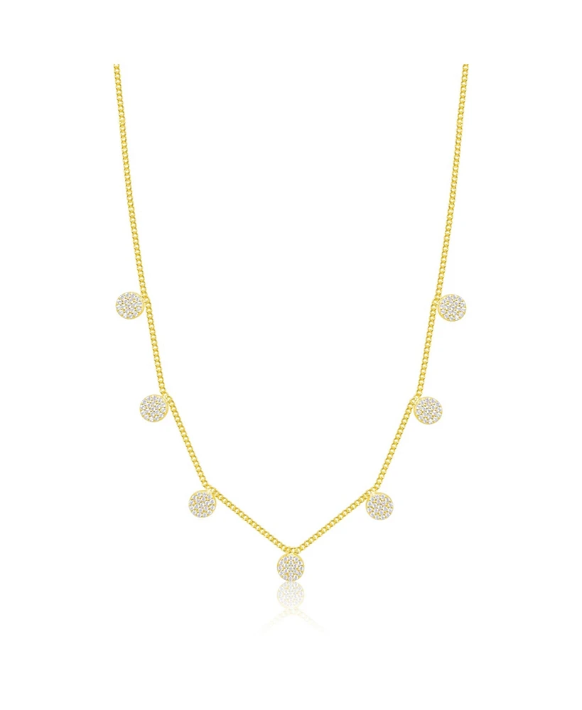 Etoielle Yellow Gold Tone Cuban Chain and Cz Disks Necklace