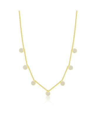 Etoielle Yellow Gold Tone Cuban Chain and Cz Disks Necklace