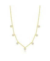 Etoielle Yellow Gold Tone Cuban Chain and Cz Disks Necklace