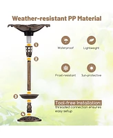 Slickblue Standing Pedestal Birdbath and Feeder Combo with Lotus Leaf Bowl