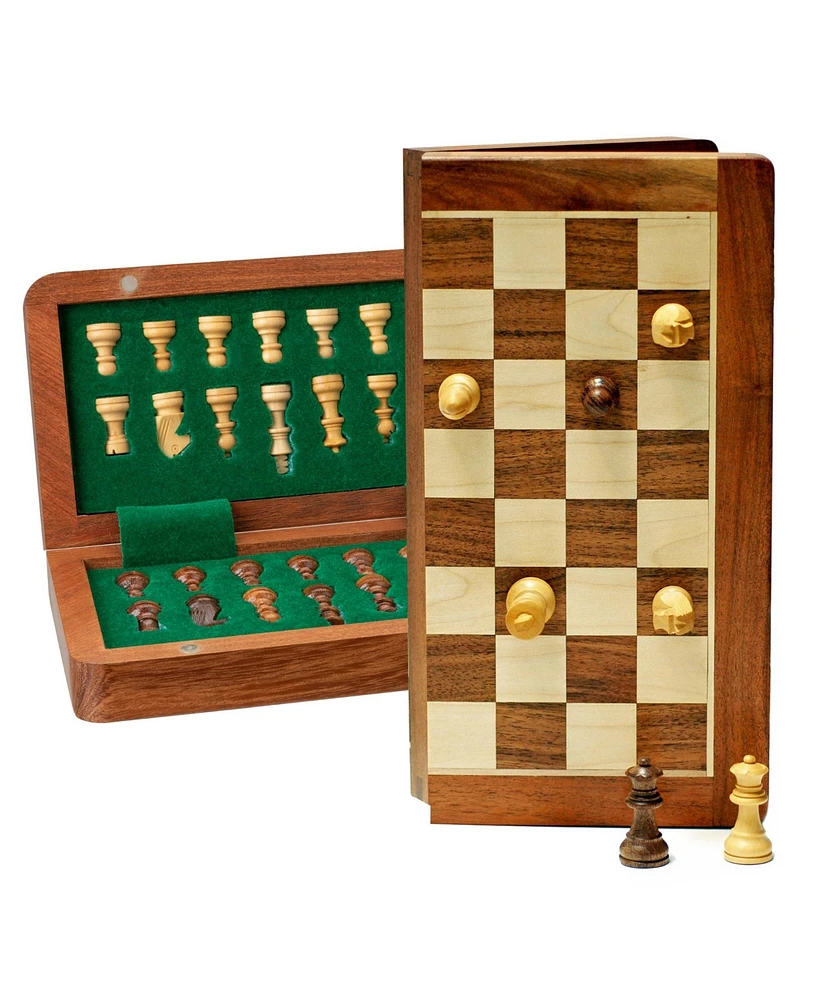 We Games Travel Magnetic Wood Folding Chess Set