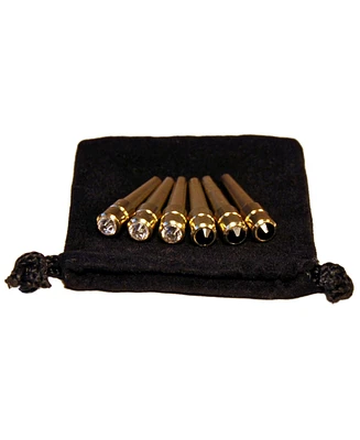 We Games Brass Cribbage Pegs with Swarovski Austrian Crystals in Black and Clear - Velvet Pouch - Set of 6 (2 Colors, 3 Pegs in Each Color)