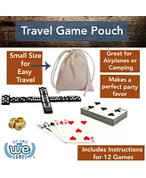 We Games Mini Double 6 Dominoes, Dice and Card Travel Game