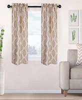 Superior Modern Venetian Damask Jacquard 2-Piece Curtain Panels with Rod Pocket, 26" X 63"
