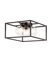 Jonathan Y Kyle 14" 3-Light Modern Farmhouse Metal/Iron Open-Caged Led Flush Mount, Oil Rubbed Bronze